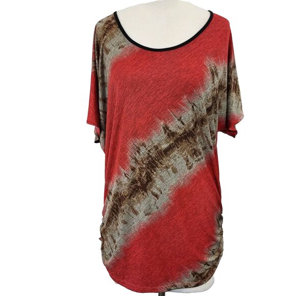 Lavish Shirt Top Womens Size XL Cut Out Stretch Ruched Flowy Pullover - Picture 1 of 12